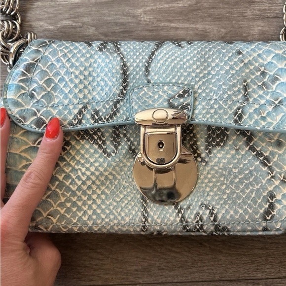 VTG 90’s Y2K Turquoise Exotic Snakeskin Python Luxury Handbag RARE - Picture 15 of 16